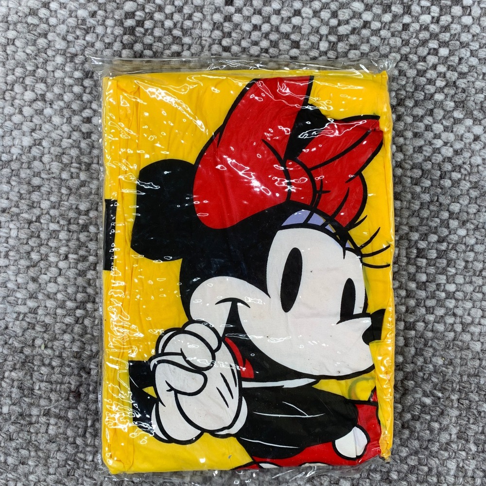 Disney Minnie Mouse Rain Poncho Adult OSFA Yellow Florida Hooded Vinyl Poncho